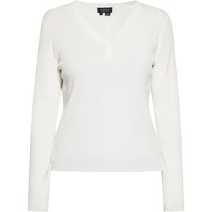 usha BLACK LABEL - Trui - Turquoise/Wolwit - V-hals - Slanke Pasvorm - Lange Mouw