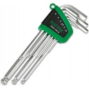 Toptul Inbussleutelset Lang 1,5-10mm 9 Delig met conische cup