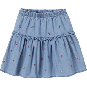 Vertbaudet Geborduurde meisjesrok mer kersen van licht denim