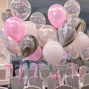 Ballonnen Rose - Wit - Grijs - Marmer ( Zwart-Wit) - Transparant ster print | 9 stuks | Baby Shower - Kraamfeest - Verjaardag - Geboorte - Fotoshoot - Wedding - Birthday - Party - Feest - Huwelijk - Jubileum - Decoratie | DH collection