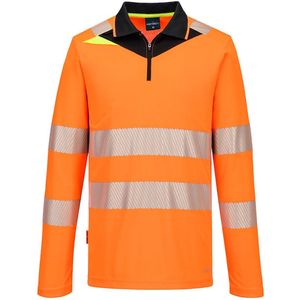 Portwest - DX4 Hi-Vis Polo - Oranje/Zwart - Lange Mouw - Met Rits