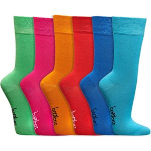 Gekleurde bamboe sokken | Dames sokken | Merk: Socks4Fun | Maat: 35 t/m 43 | Kleur: Felle kleuren | 6 Paar