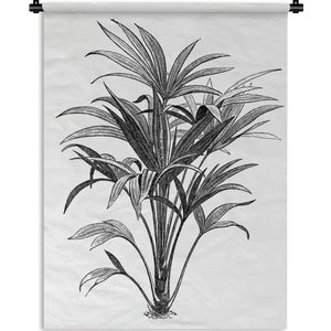 Wandkleed Zwart wit illustratie - Een zwart-wit illustratie van een plant Wandkleed katoen 120x160 cm - Wandtapijt met foto XXL / Groot formaat!