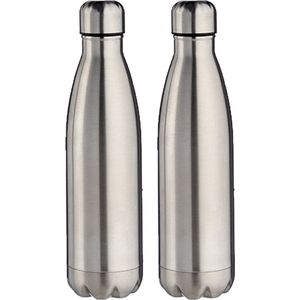 2x stuks RVS thermosflessen/isoleerflessen 500 ml - Thermoskannen/warmhoudkannen - Koffie/thee meenemen en warm houden