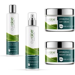 Curaloe - gezichtsverzorging - set - Toner - Face Wash - Dagcreme - Nachtcreme