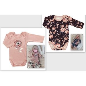 Lafel - babyrompertje English Roses- 100% katoen - setje 2 st- maat :62- hoge kwaliteit - gemaakt in Europa 62