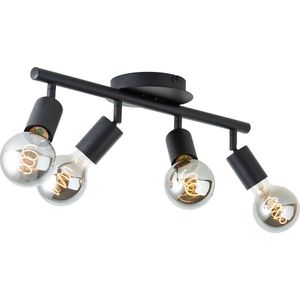Brilliant lamp Tiffany spotlight buis 4-lamps zwart mat zwart 4x A60, E27, 28 W