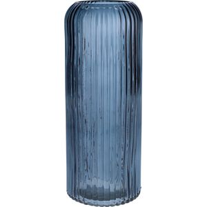Bellatio Design Bloemenvaas - denim blauw - tansparant glas - D10 x H25 cm - vaas