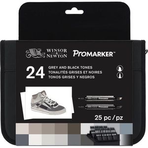 Winsor & Newton Promarker Black and Greys Etui 24 stuks
