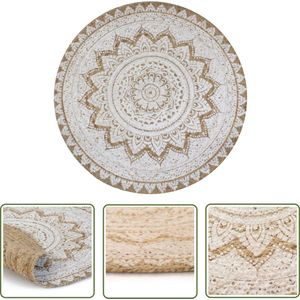 The Living Store Tapijt Mandala Naturel 90 cm Jute Handgemaakt