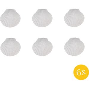 Clayre & Eef Deurknop Schelp set van 6 stuks Schelp 6x4x6 cm Wit Kunststof
