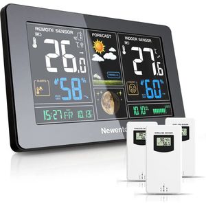 Starstation Thermometer Binnen en Buiten Digitaal - Draadloos Weerstation - Hygrometer Luchtvochtigheidsmeter - Temperatuurmeter - 3 sensoren