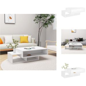 vidaXL Salontafel Middelste - Wit - 105x55x32 cm - Opbergruimte - Tafel