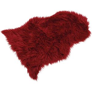 Zacht Kunstbont Decoratief Bonttapijt - Imitatie-Schapenvacht 90 x 60 cm - Rood