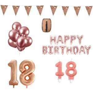 18 jaar Verjaardag Versiering Pakket Rosé Goud