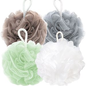 Badspons, badbal voor het gezicht, effen badbal, badbloem, badscrubbal, zacht en milieuvriendelijk, geschikt voor mannen en vrouwen, reinigt, maakt de huid glad, exfolieert - 4 stuks