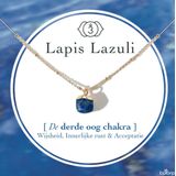 Bixorp Gems Derde Oog Chakra Ketting Lapis Lazuli + 18 Karaat Verguld Goud & Roestvrij Staal - 36cm + 8cm verstelbaar - Third Eye Chakra