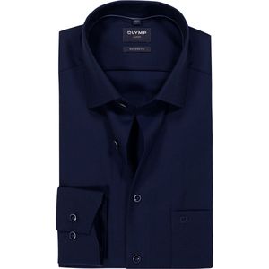 OLYMP Luxor modern fit overhemd - mouwlengte 7 - structuur - nachtblauw - Strijkvrij - Boordmaat: 39