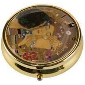 Goebel - Gustav Klimt | Pillendoosje De Kus | Metaal - 5cm - 3 vakjes - 4 stuks