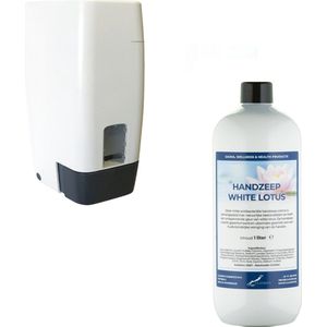 Zeepdispenser 1 liter kunststof hervulbaar + 1 liter handzeep White Lotus