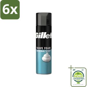 Gillette - Scheerschuim - Normale Huid - Verzachtend en beschermend - 200 ml - Voordeelverpakking - 6 stuks - Scheerschuim - Gillette