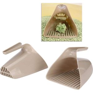 Kattenbak Schop Poepschepje Reinigingsgereedschap voor Kattenbakvulling - Set van 2 - Plastic Schep met Handvat - 16x13x11cm .