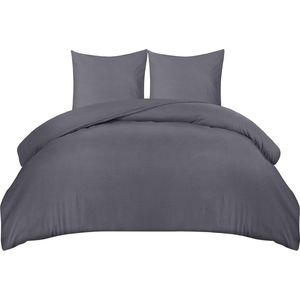 Zachte Microvezel Dekbedovertrek Set - 240x220cm Dekbedovertrek met Kussenslopen 65x65cm - Grijs dekbedovertrek 240 x 220 katoenen