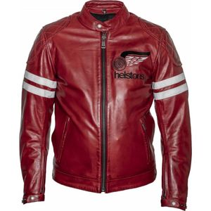 Helstons Jake Speed Leather Buffalo Red White Jacket M - Maat - Jas