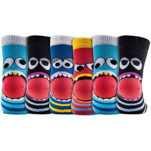 Kindersokken | Grappige sokken | Print: Monsters | Kleur: Meerkleurig | Maat: Diverse maten | 6 paar
