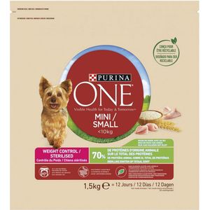 2x Purina One Adult Mini Small - hondenvoer - kalkoen - 1.5kg