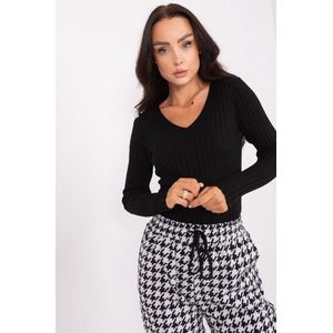 Dames shirt - Jersey - Maat S/M - V-hals - Lange mouwen - Zwart