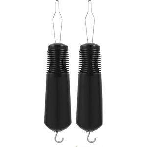 OIMG 2 stuks Hulp voor knopen - Knopenhaak - Grote knopenhaak - hulpknoppen met één hand - hulpgereedschap voor het aantrekken van kleding - hulpmiddel - Gemakkelijk te gebruiken - Lichtgewicht ontwerp - Zwart