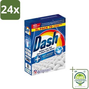 Dash - Witter dan Wit - Snel Oplossend Waspoeder - Witte Was - 70 Wasbeurten - Voordeelverpakking - 24 stuks - Waspoeder - Wit was