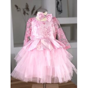 Feestjurk-feestkleding meisje-communie jurkje-bruidskleding kind-bruidsjurk meisje-avondjurk-jurk roze-kleedje roze-verjaardagjurk-jurk Evi (mt 92/98)