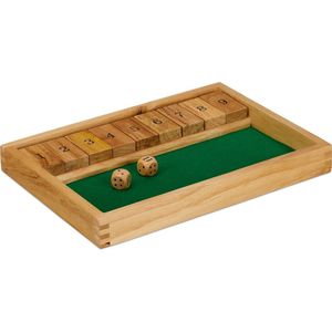 Relaxdays shut the box dobbelspel - klipp klapp - houten gezelschapsspel - rekenspel