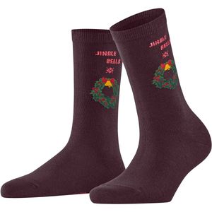 Burlington - Jingle Bells - Damessokken - Klassiek Kerstmotief - Zacht Gekamd Katoen