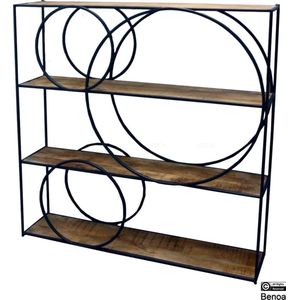 Wandkast - Muurkast- Treeriver Wooden Iron Cabinet - 120 cm - woonkamer - horstdeco