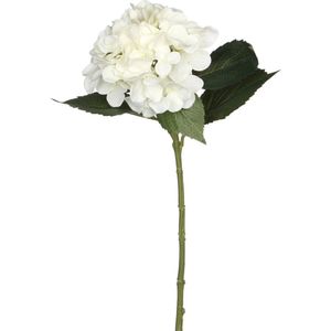 Mica Decorations Kunstbloem - Hortensia tak - wit - 51 cm - losse steel - Kunst zijdebloemen