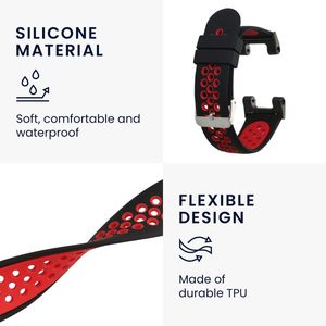 kwmobile bandje geschikt voor Huami Amazfit T-Rex / T-Rex Pro - Armband voor fitnesstracker in zwart / rood - Horlogeband