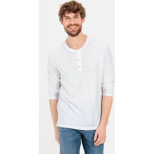 camel active Henleyshirt gemaakt van gecertificeerd organic cotton - Maat menswear-XXL - Wit