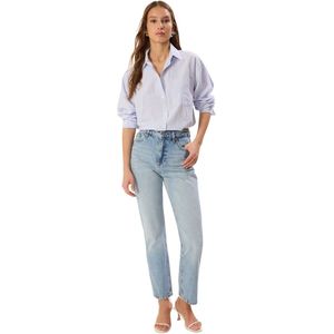Trendyol Donkerblauwe Hoge Taille Rechte Jeans Twoss23Je00089