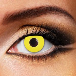 Partylens® kleurlenzen - Yellow Out - jaarlenzen met lenshouder - partylenzen