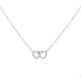 The Jewelry Collection Ketting Hart Zirkonia 1,2 mm 40 + 4 cm - Zilver Gerhodineerd