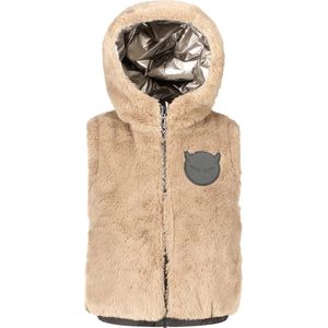 SuperRebel Girls Monkey Reversible Bodywarmer - Jas Voor Meisjes - Taupe - 164