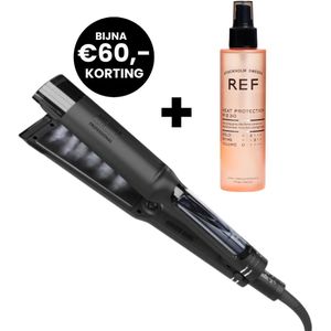 Hot Tools Steam Styler + REF Heat Protection Spray 175ml - Professionele Stoom stijltang - Hitte Protectie - Voor Krullen, Golven en meer Volume