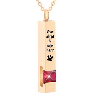 Luxe Ashanger | Met Ketting En Gravering | Voor Altijd In Mijn Hart | Assieraad | Rosegoudkleurig Met Rode Steen | As Ketting | Gedenksieraad | Urn | Incl. As vuller