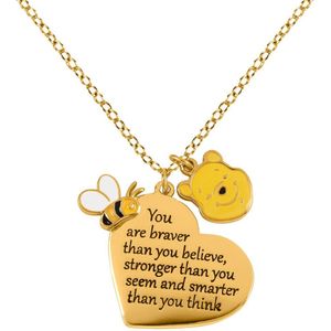 Disney - Winnie de Poeh - Damesketting - Verguld Geel - Hartvormige Hanger
