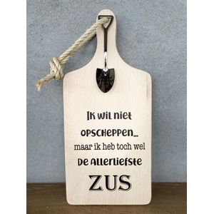 Creaties van Hier - Serveerplankje met Lepeltje - Zus - 35 cm - Hout - Metaal