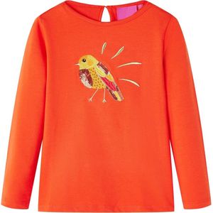 vidaXL - Kindershirt - met - lange - mouwen - 92 - donkeroranje