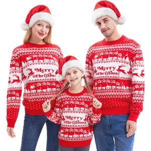 Bijpassende familie kersttrui voor dames - schattige gebreide kersttrui met lange mouwen